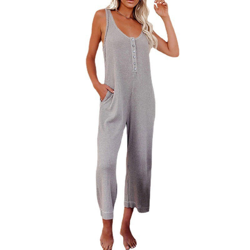 Damen Jumpsuit mit Knopfleiste und Taschen Stalluxe