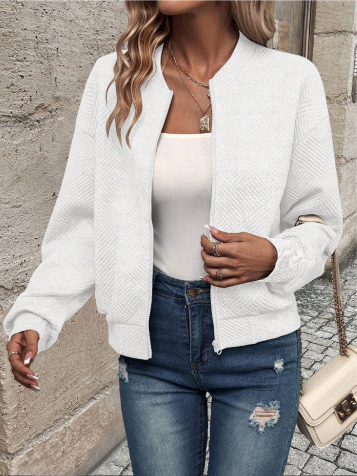 Damen Jacke mit strukturiertem Stoff und modernem Schnitt Stalluxe