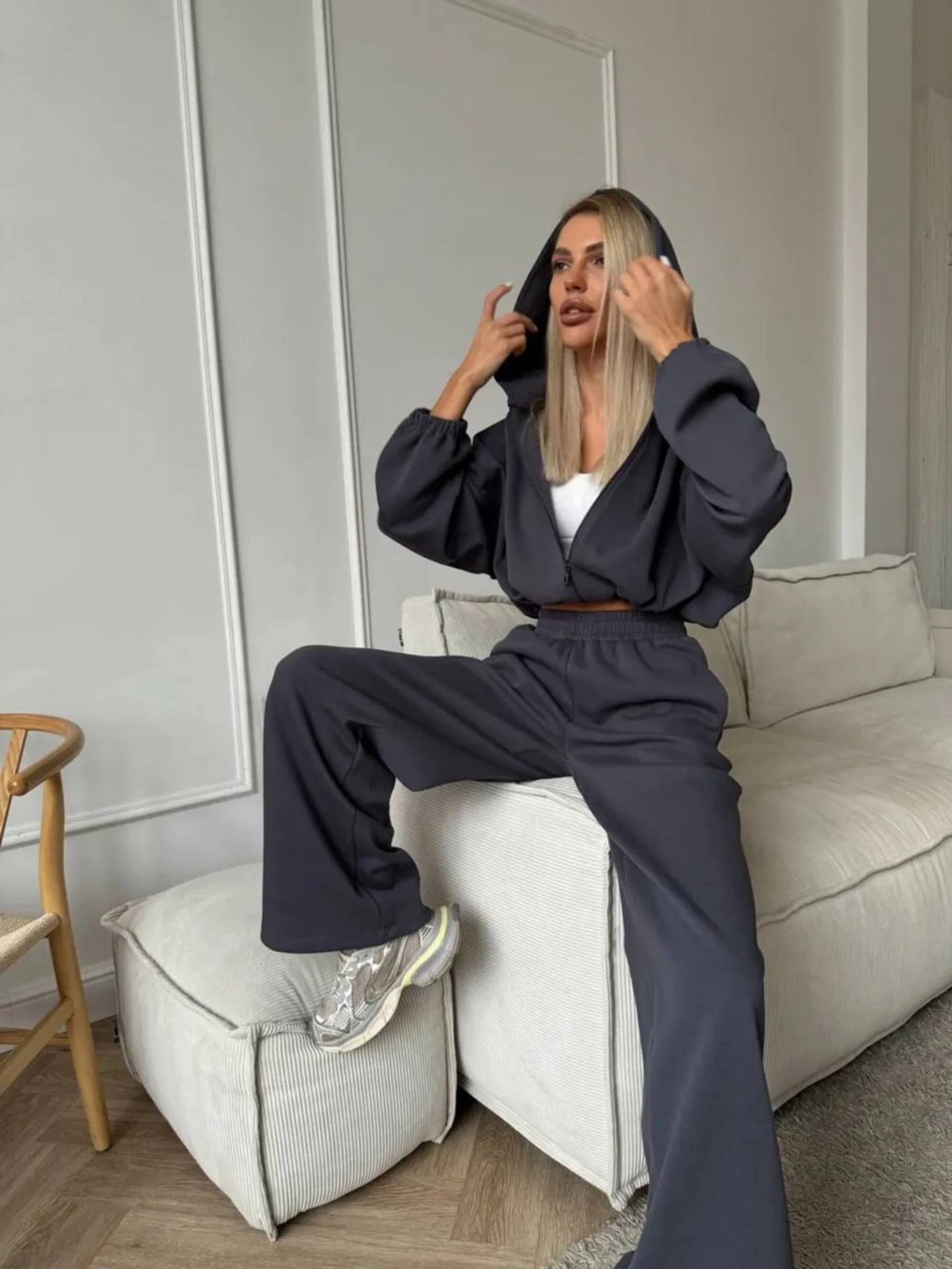 Damencoole Sweatjacke mit weitem Schnitt und lässigen Hosen Stalluxe