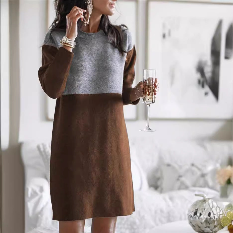 Damen Strickkleid mit Farbblockierung Stalluxe
