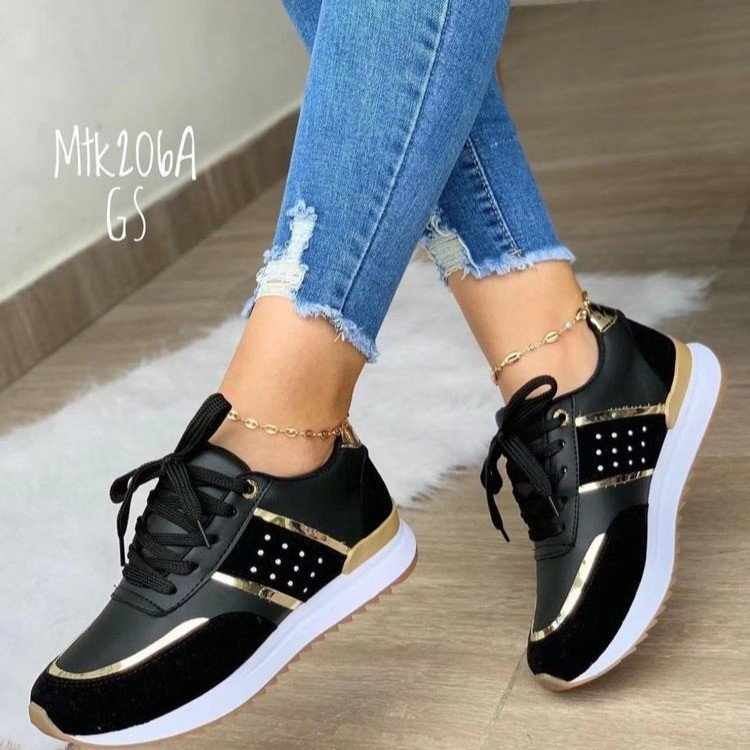 Damen Modische Sneakers mit glänzenden Akzenten und atmungsaktiver Sohle Stalluxe
