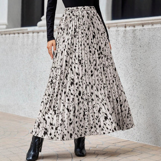 Damen Maxi-Faltenrock mit modischem Muster Stalluxe