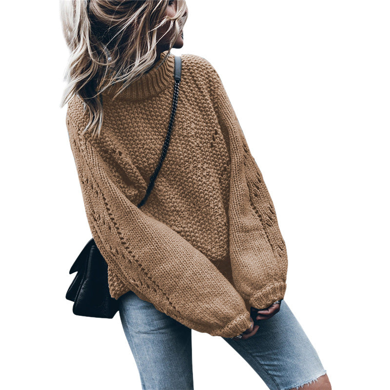 Damen Grobstrickpullover mit weitem Schnitt und modischem Rollkragen Stalluxe