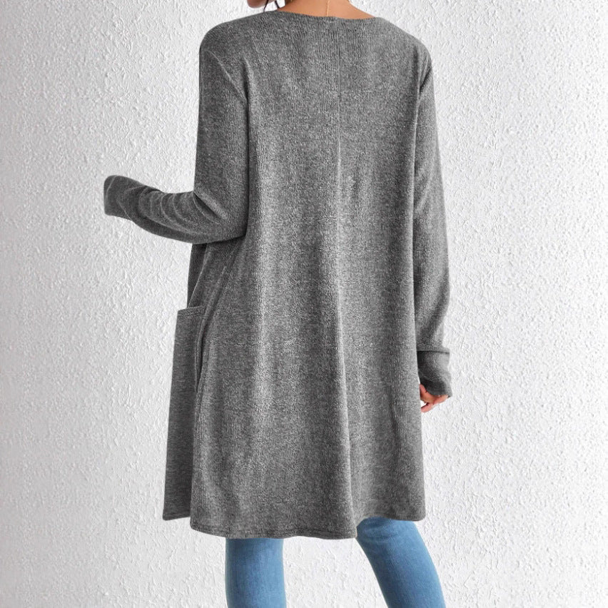 Damen lässige Strickjacke mit seitlichen Taschen und weitem Schnitt Stalluxe