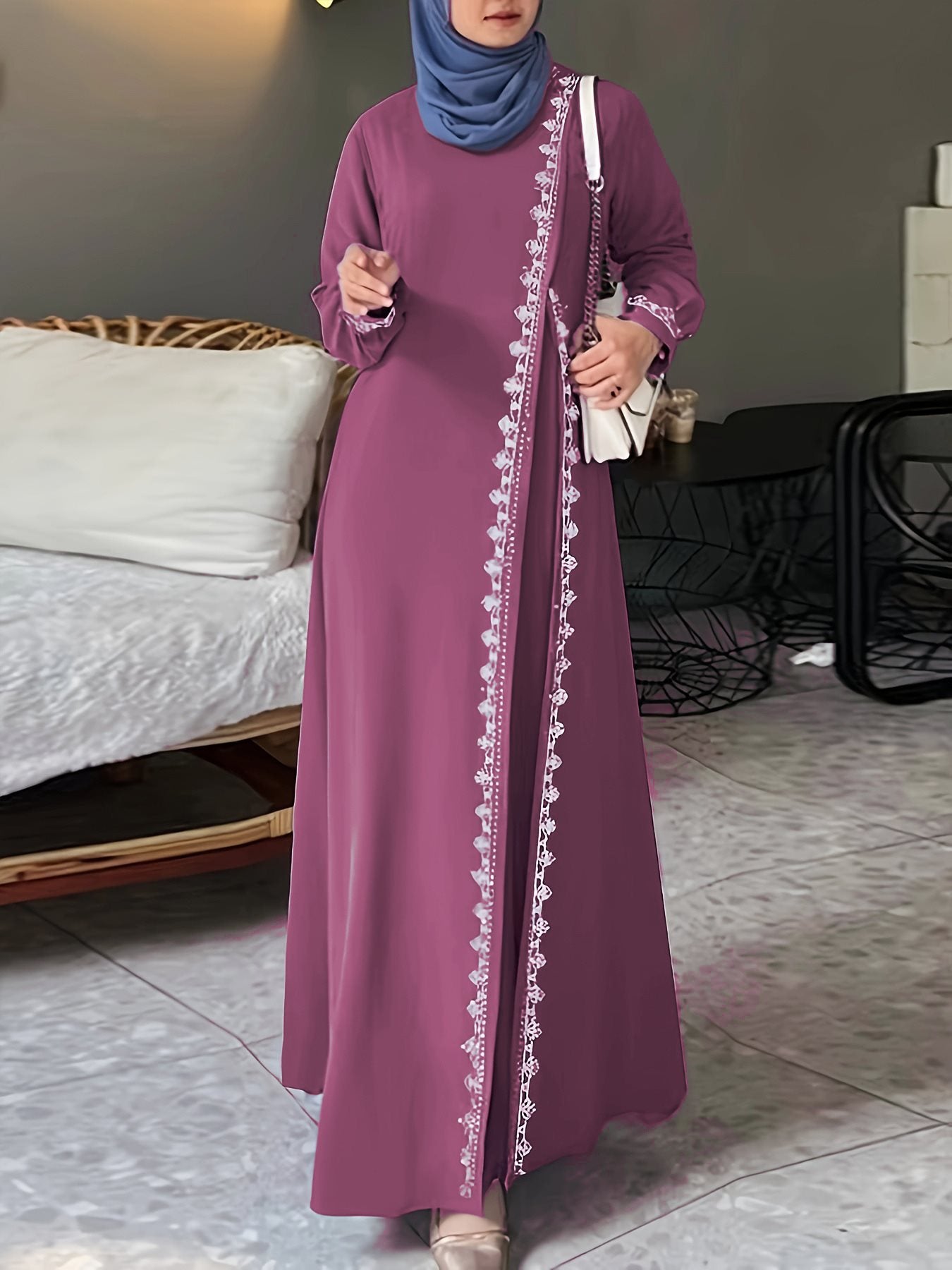 Damen elegantes Maxikleid mit aufwendiger Stickerei Stalluxe