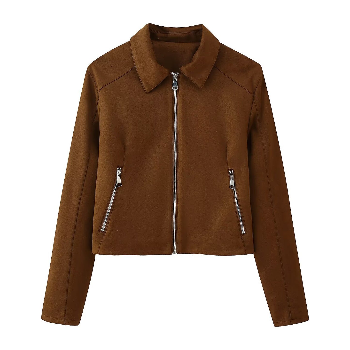 Damen trendige Bikerjacke mit zwei praktischen Reißverschlusstaschen und elegantem Kragen Stalluxe
