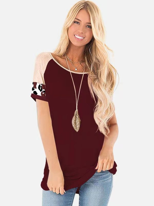 Damen modisches Kurzarm-Oberteil mit buntem Ärmel-Design Stalluxe