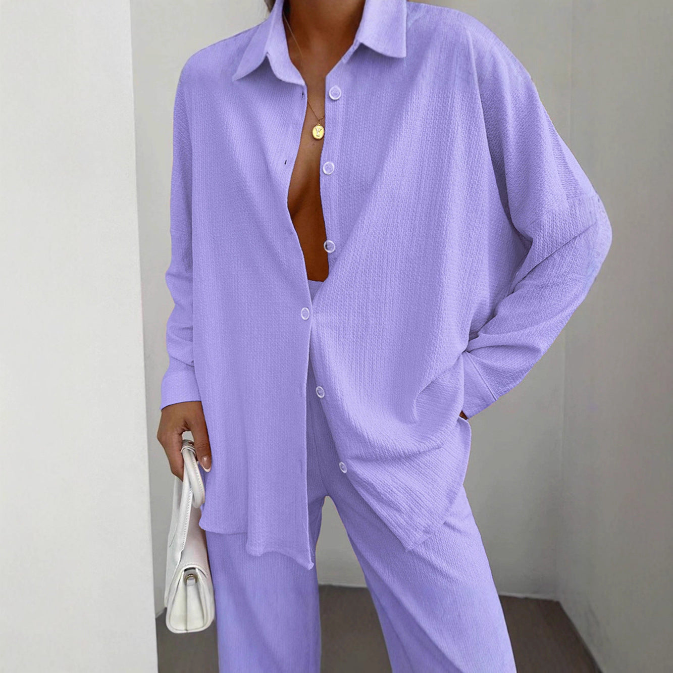 Damen Oversized Hemdbluse mit strukturiertem Gewebe Stalluxe