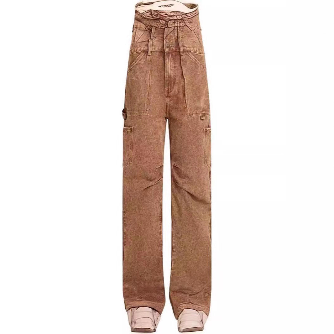 Damen lässige Cargo-Jeans mit verstellbarem Bund Stalluxe