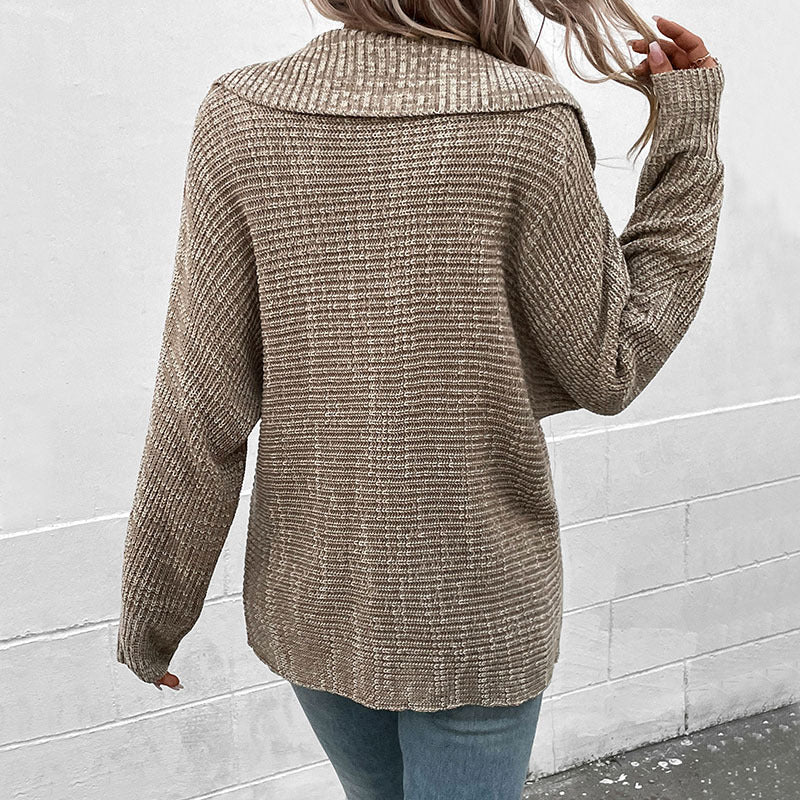 Damen stylischer Strickpullover mit tiefem V-Ausschnitt und überschnittenen Ärmeln Stalluxe