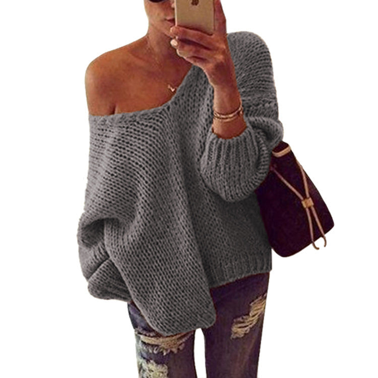 Damen Oversized Strickpullover mit schulterfreiem Design und lässigem Schnitt Stalluxe
