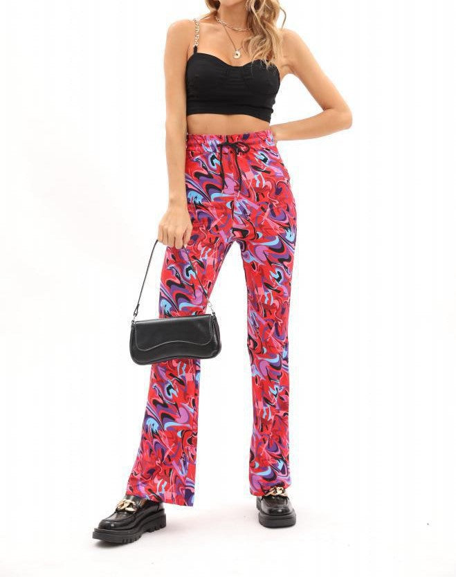 Damen Modeflair Hose mit künstlerischem Muster und elastischem Bund Stalluxe
