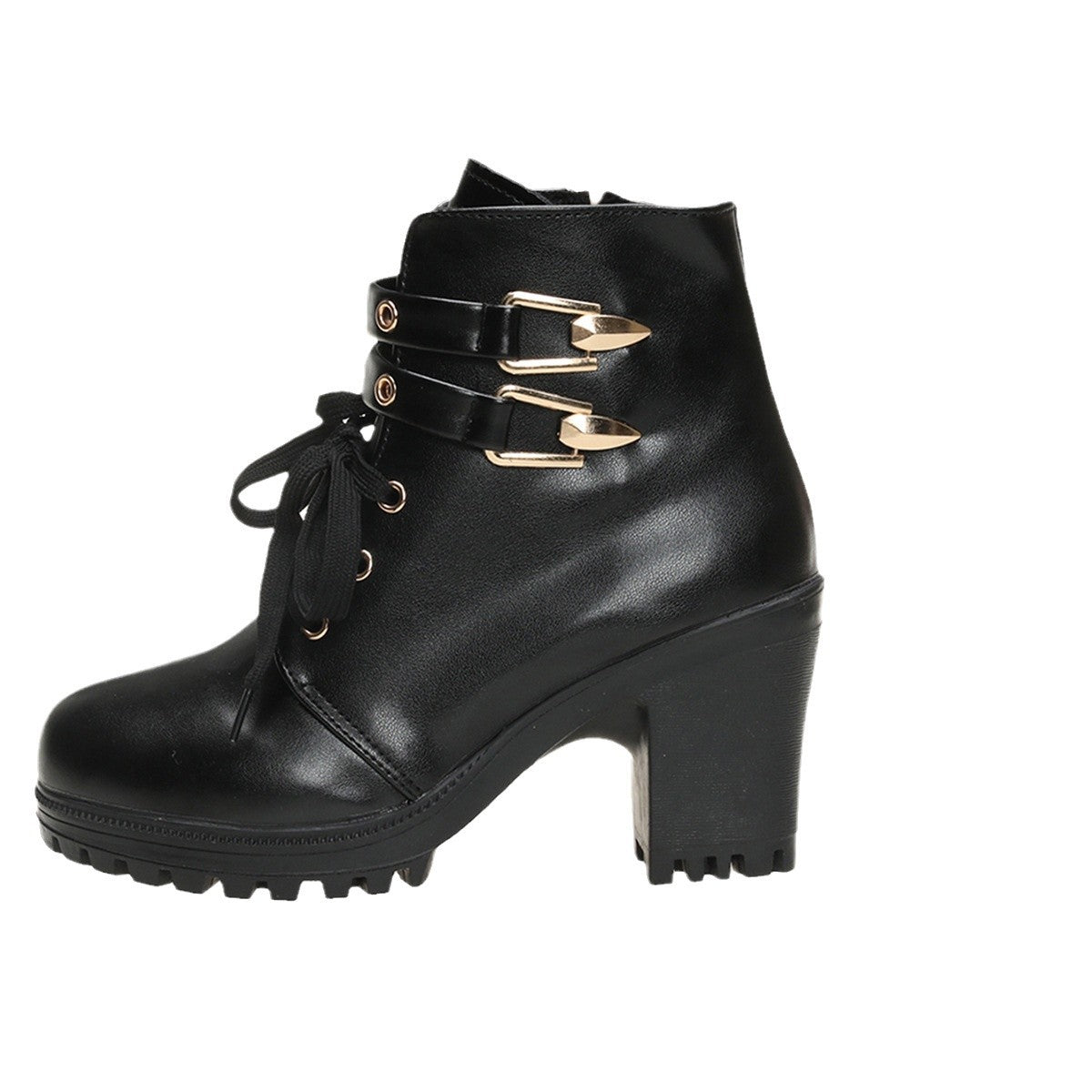 Damen modische Stiefeletten mit Blockabsatz und Schnürung Stalluxe