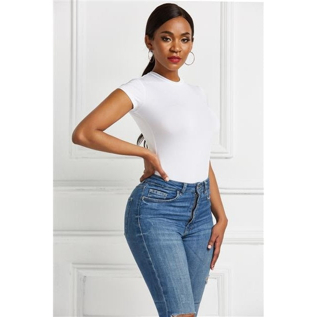 Damen figurbetontes T-Shirt mit kurzem Arm Stalluxe