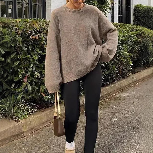 Damen Gemütlicher Strickpullover mit weitem Schnitt und Rundhalsausschnitt Stalluxe