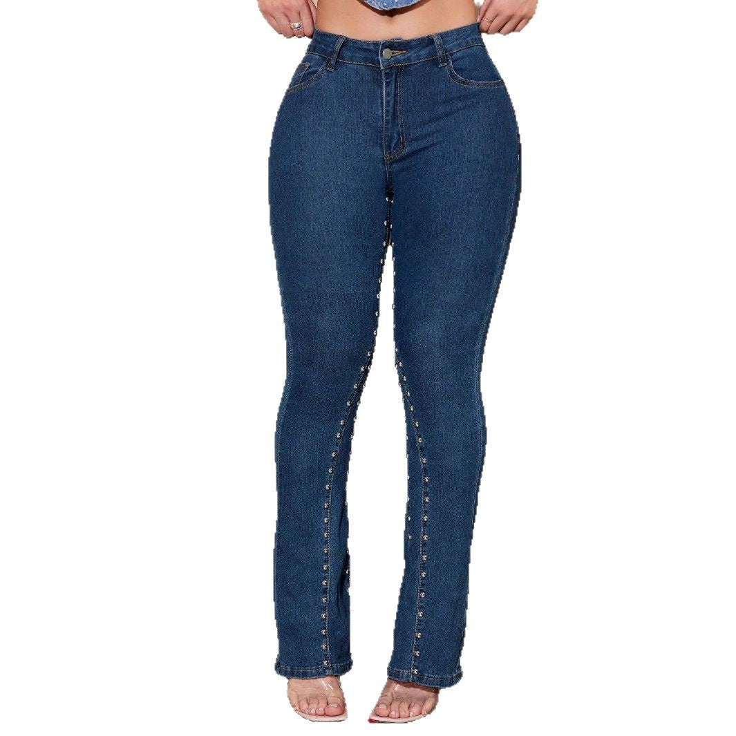 Damen Skinny-Jeans mit eleganten Perlendetails Stalluxe