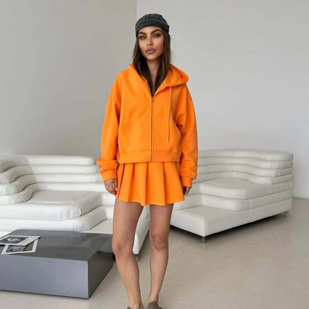 Damen Kapuzenjacke und Rock-Set mit lässigem Schnitt und praktischen Taschen Stalluxe