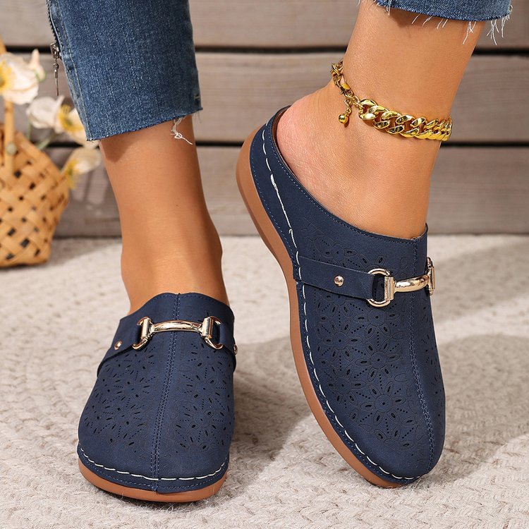 Damen Komfortable Clogs mit floraler Applikation Stalluxe