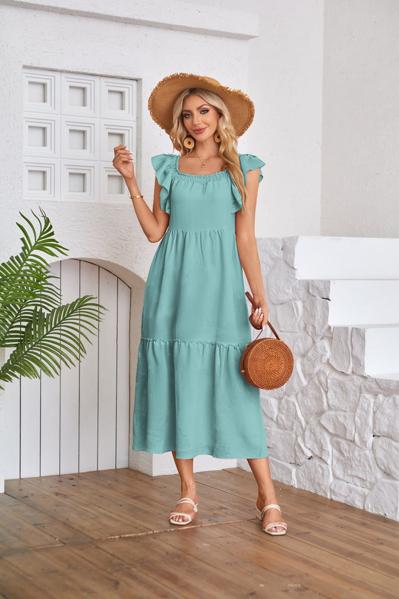Damen Maxikleid mit Rüschendetails Stalluxe