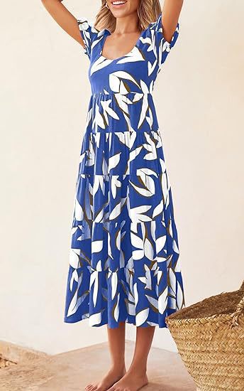 Damen Maxikleid mit schwingendem Saum und floralem Muster Stalluxe