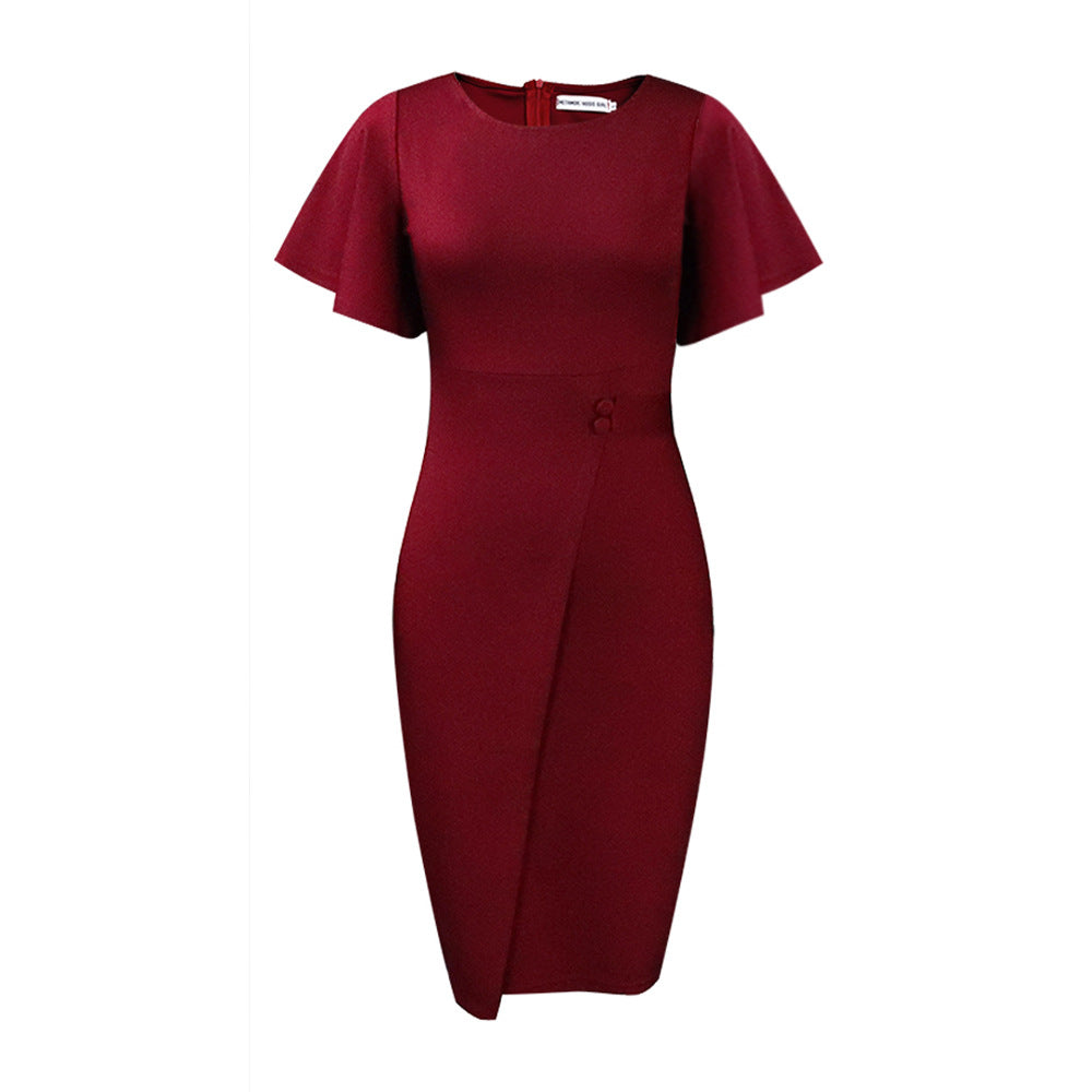 Damen Elegantes Wickelkleid mit Rüschenärmeln und taillierter Silhouette Stalluxe