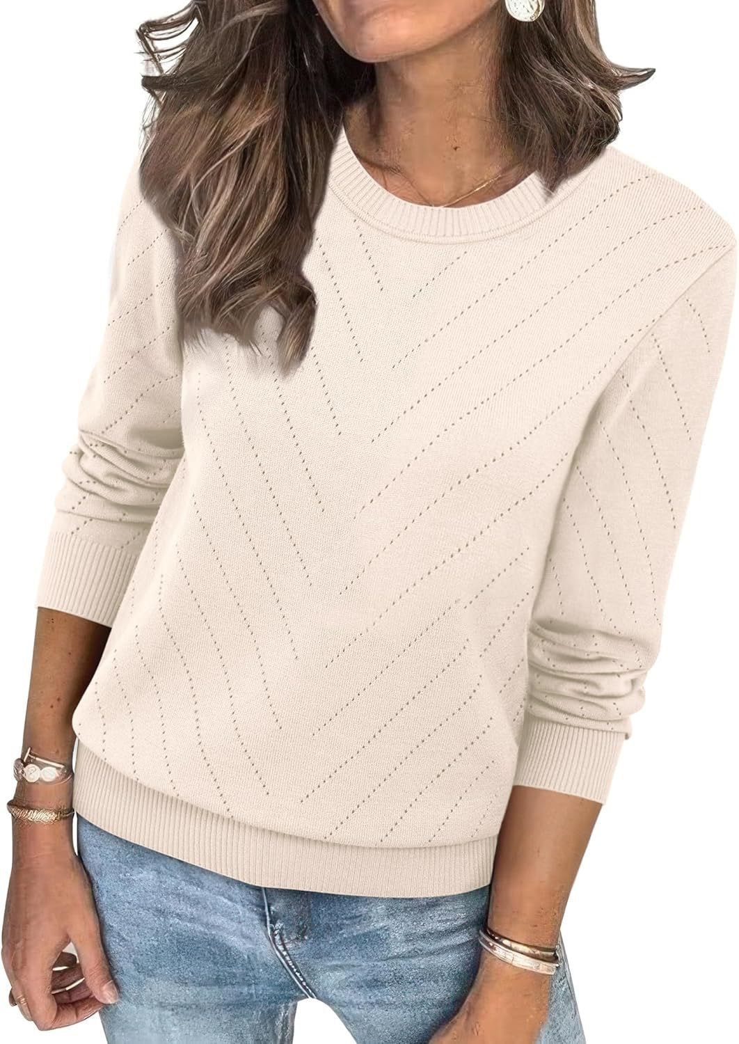 Damen Modischer Pullover mit strukturiertem Zickzack-Muster und lässigem Schnitt Stalluxe