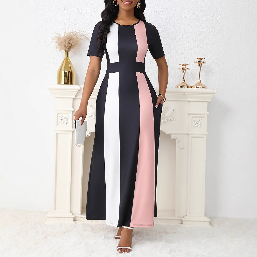 Damen Maxikleid mit modischem Blockstreifen-Design und praktischen Taschen Stalluxe