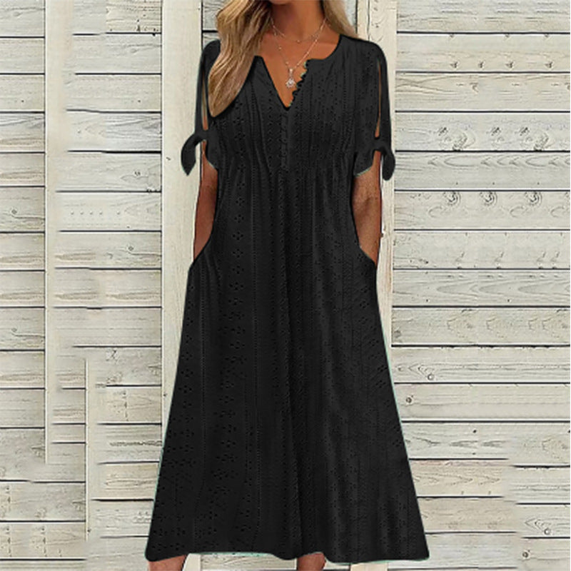 Damen lässiges Sommerkleid mit besonderer Lochmusterung Stalluxe