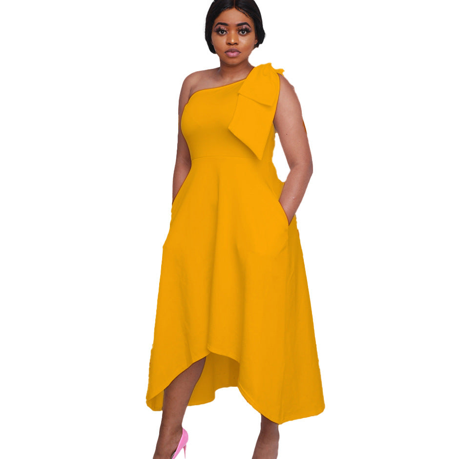 Damen asymmetrisches Cocktailkleid mit einzelnem Schulterträger und Schärpe Stalluxe