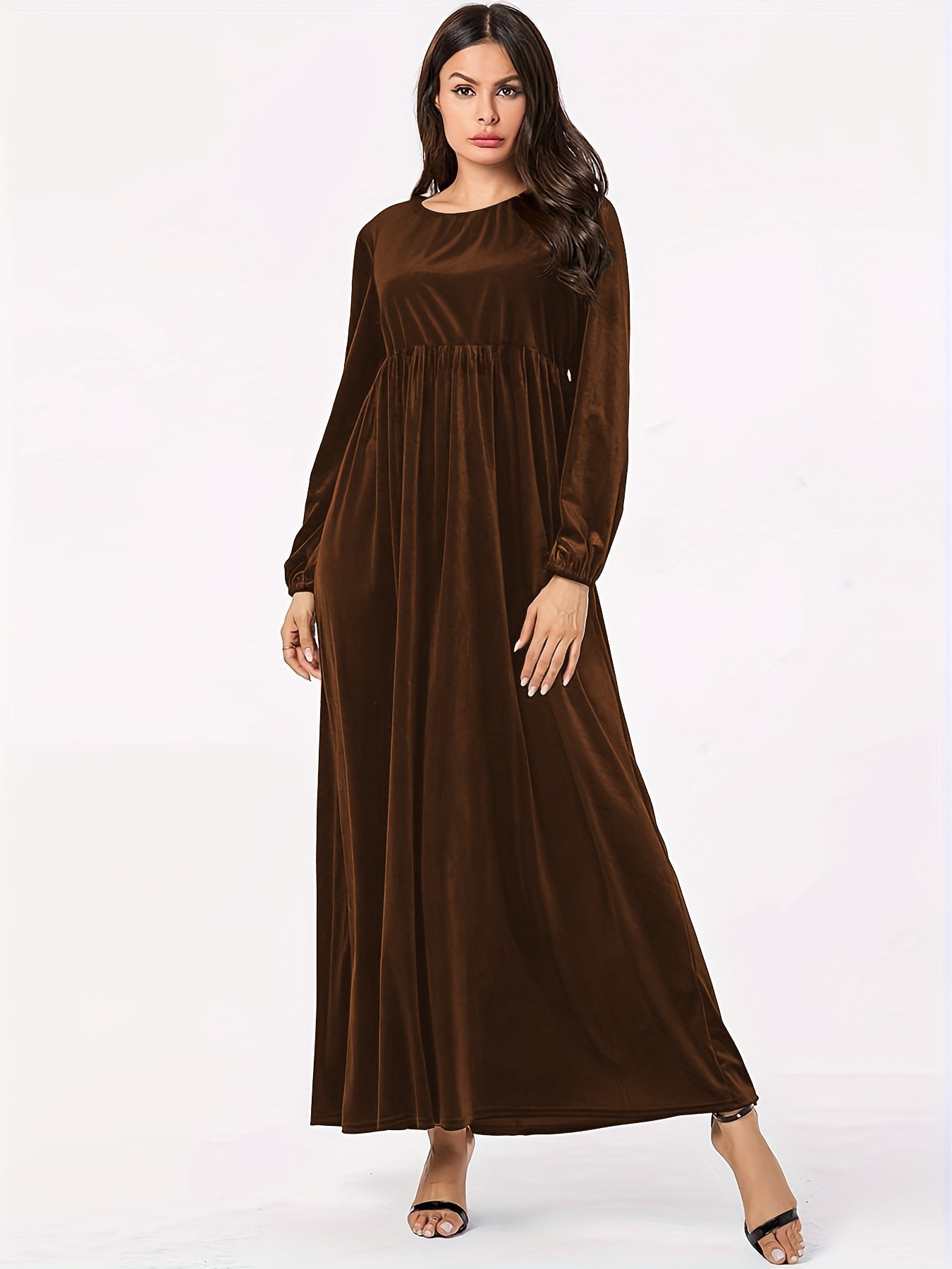 Damen Maxikleid aus luxuriösem Samt mit elegantem Faltenwurf Stalluxe