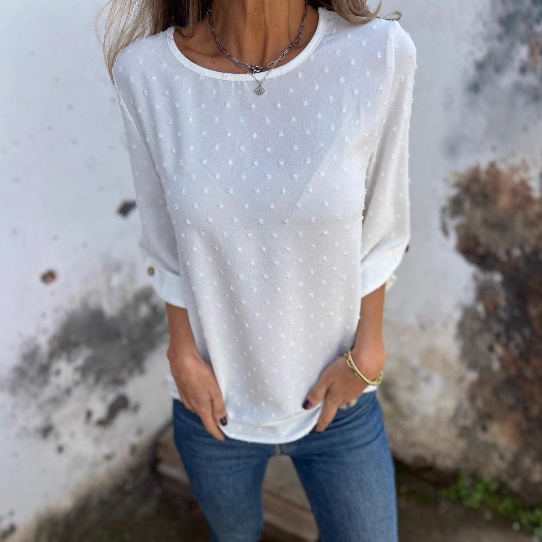 Damen lässige Bluse mit dekorativem Punktedesign Stalluxe