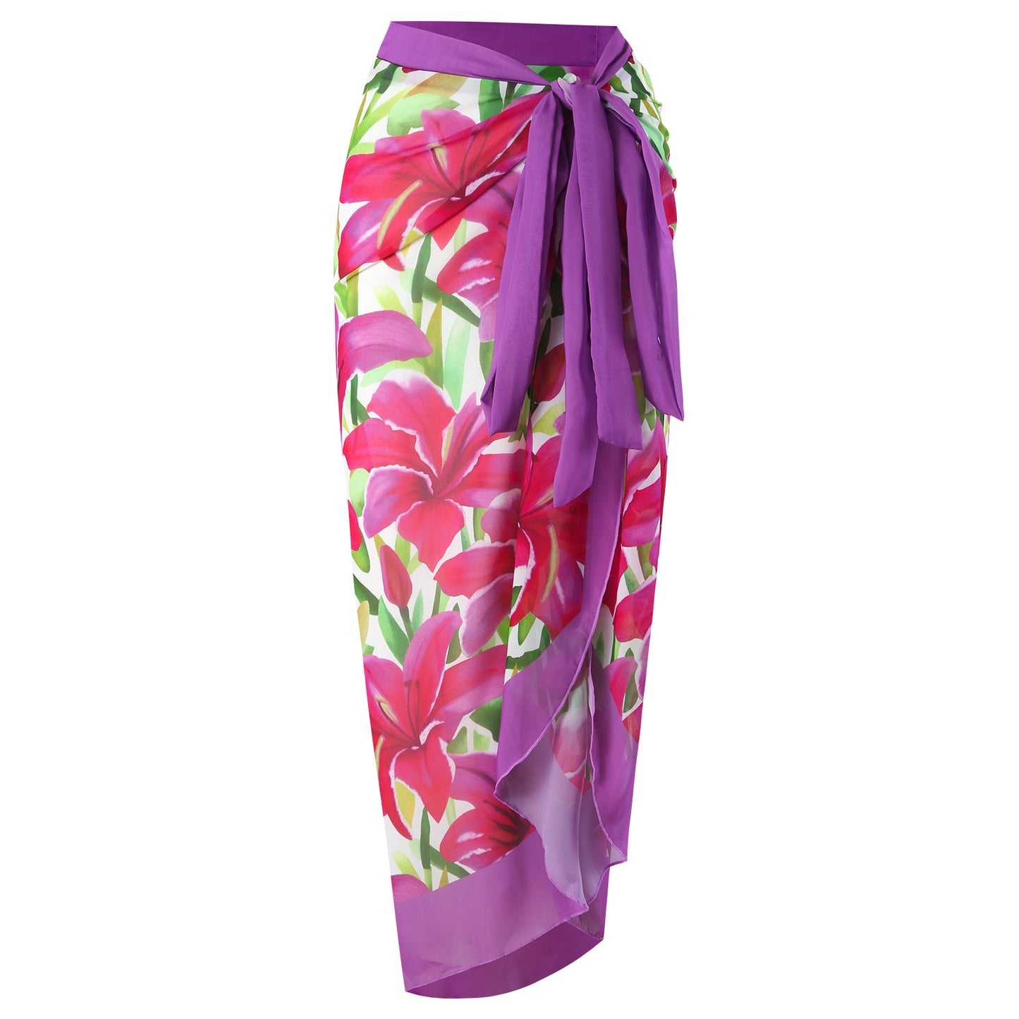 Damen Einteiliger Badeanzug mit floralem Wickelrock und tiefem Ausschnitt Stalluxe