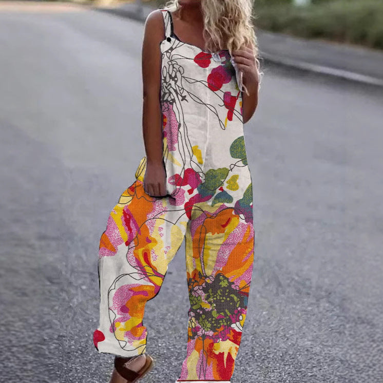 Women's Artistic Floral Print Jumpsuit Stalluxe