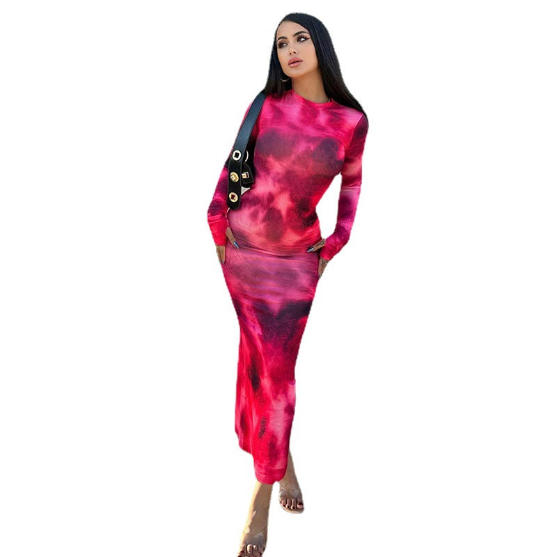 Damen Figurnahes Maxikleid mit kreativem Farbverlauf Stalluxe