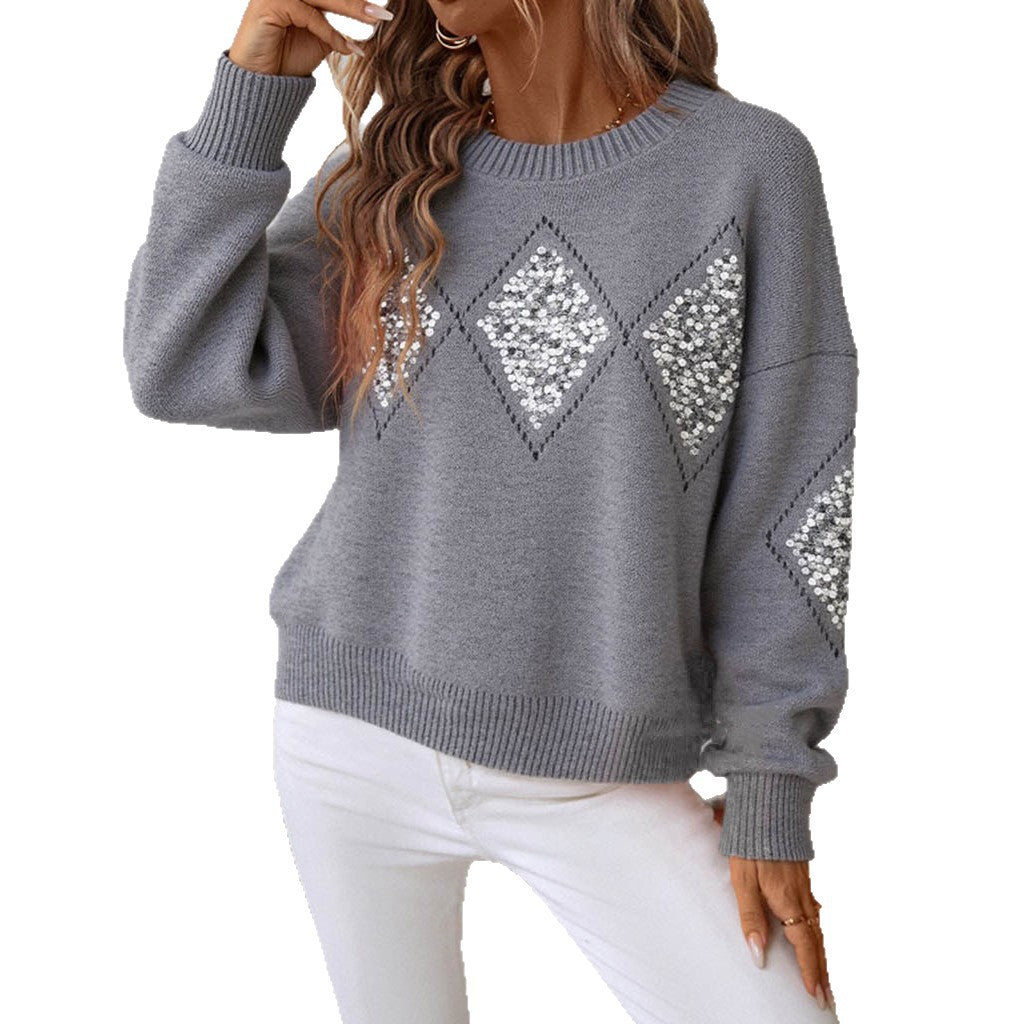 Damen Glitzernder Pullover mit Diamantmuster Stalluxe