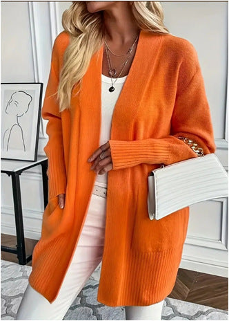Damen lässiger Strickcardigan mit offenem Front und praktischen Taschen Stalluxe