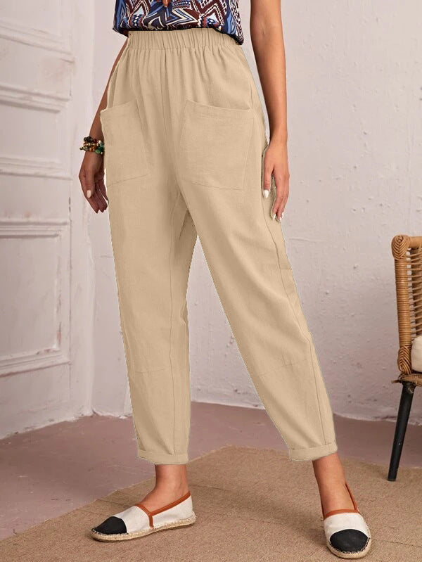 Damen Bequeme Sommerhose mit elastischem Bund und praktischen Taschen Stalluxe