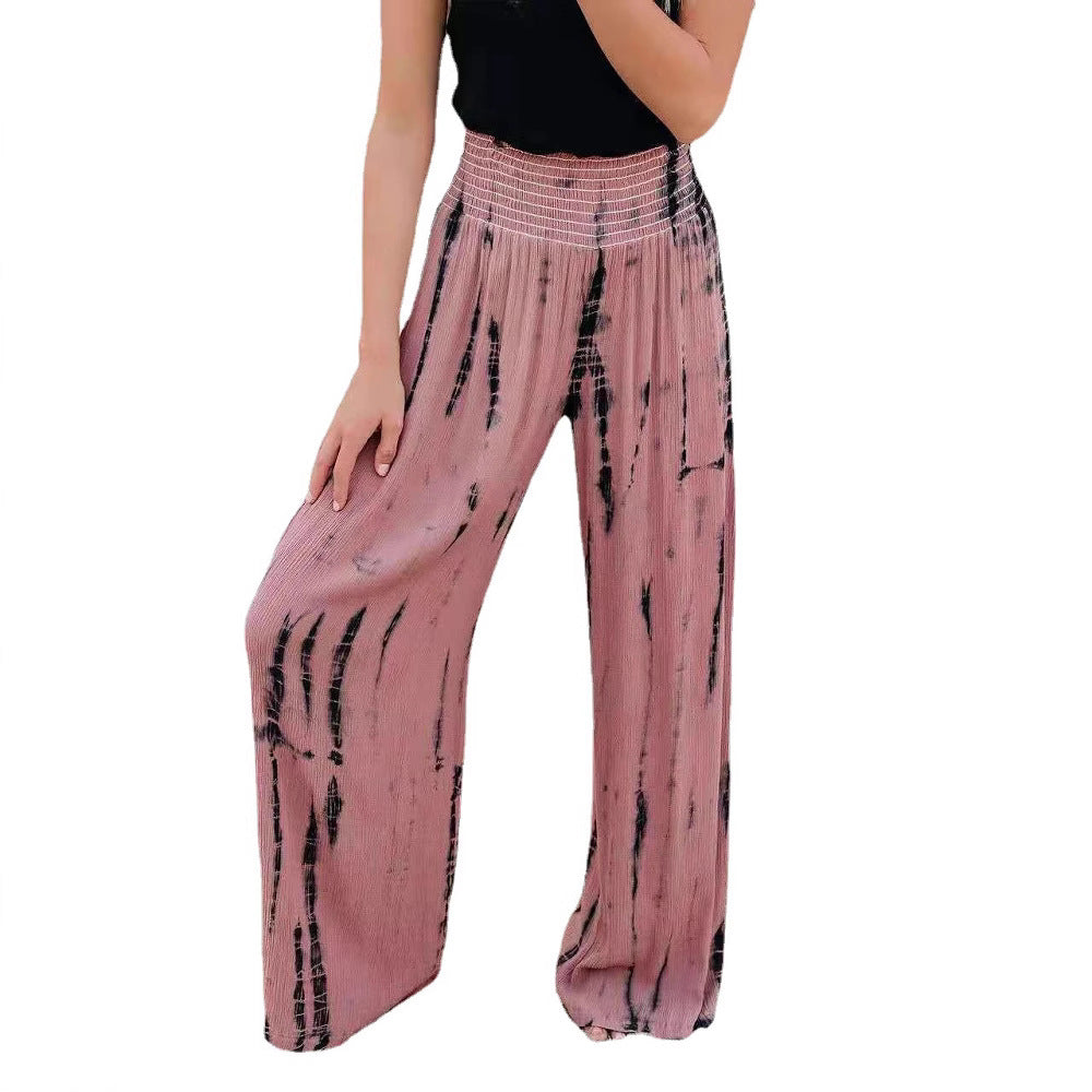 Damen elegante weite Pluderhose mit tiefem Bund und grafischem Druck Stalluxe