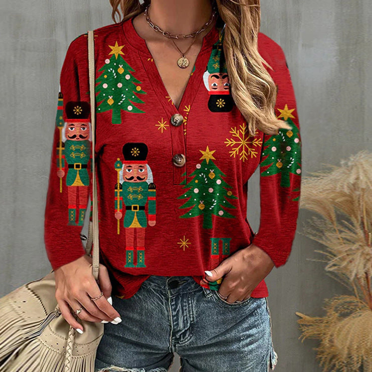 Women's Festive Themed Long Sleeve Top Stalluxe