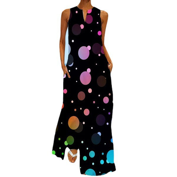 Damen Maxikleid mit modernem Punktedesign Stalluxe
