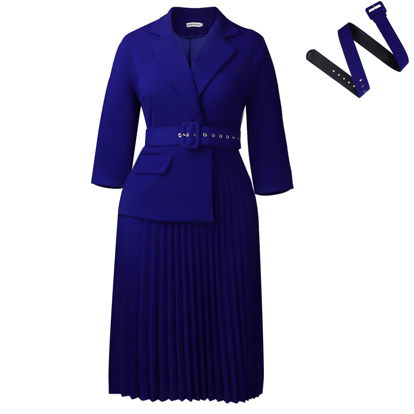 Damen Plissee-Blazer-Kleid mit Taillengürtel Stalluxe