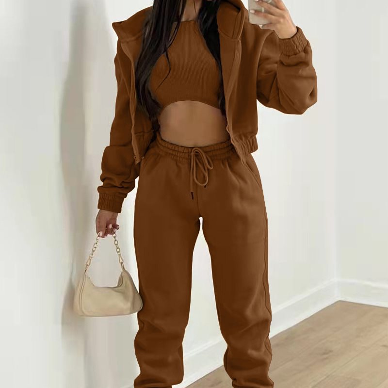 Damen sporty cropped Hoodie und Jogginghose Set Stalluxe