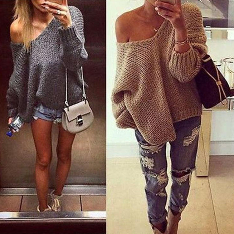 Damen Oversized Strickpullover mit schulterfreiem Design und lässigem Schnitt Stalluxe