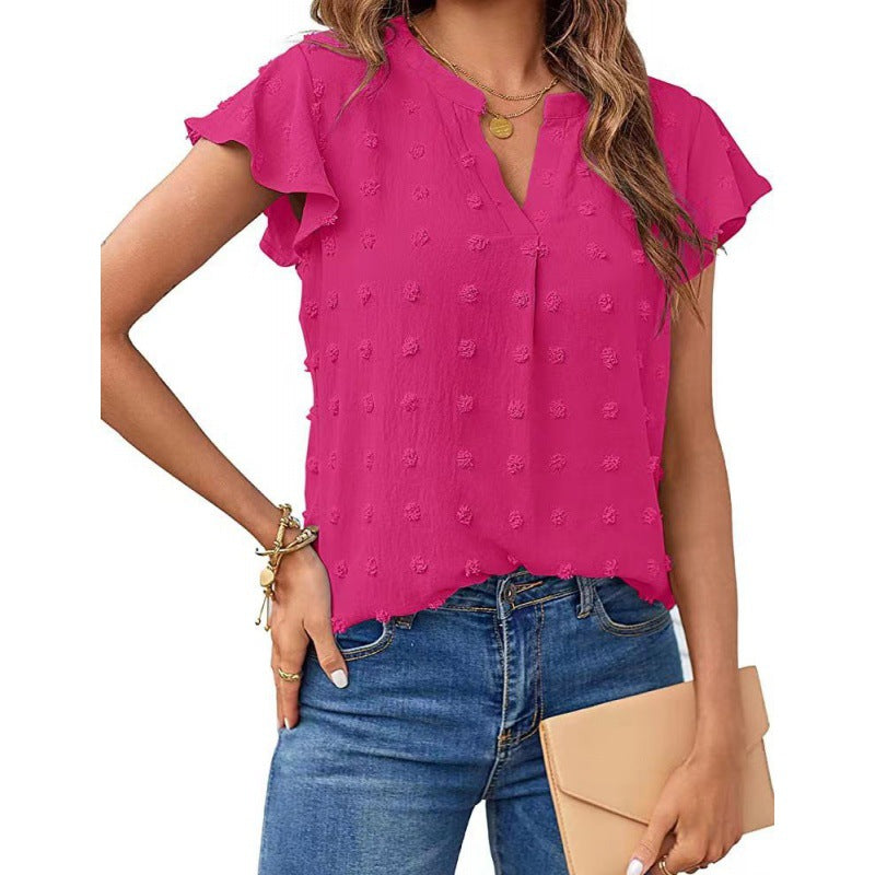Damen Verspielte Bluse mit Rüschendetails und Strukturmuster Stalluxe