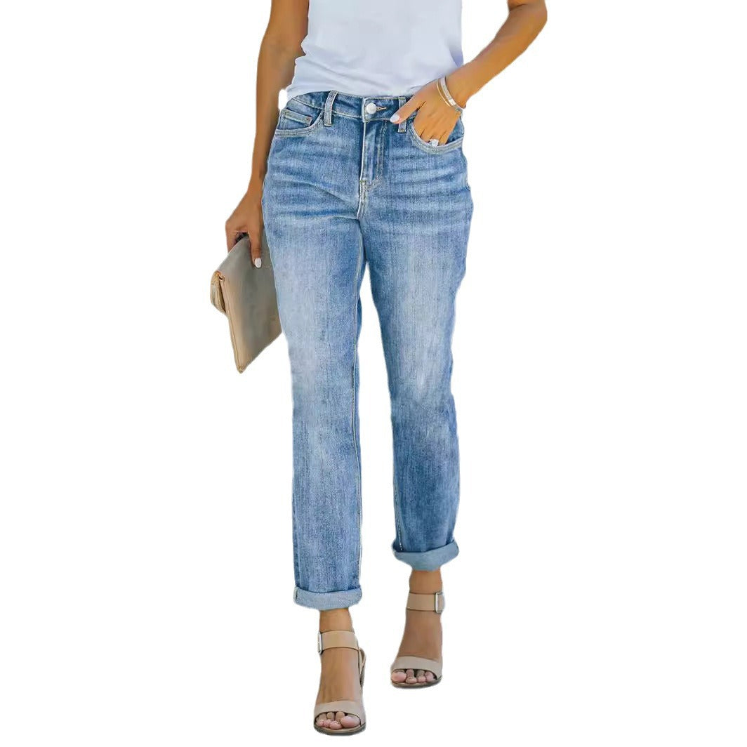 Damen Hoch geschnittene Jeans mit figurbetonter Passform Stalluxe