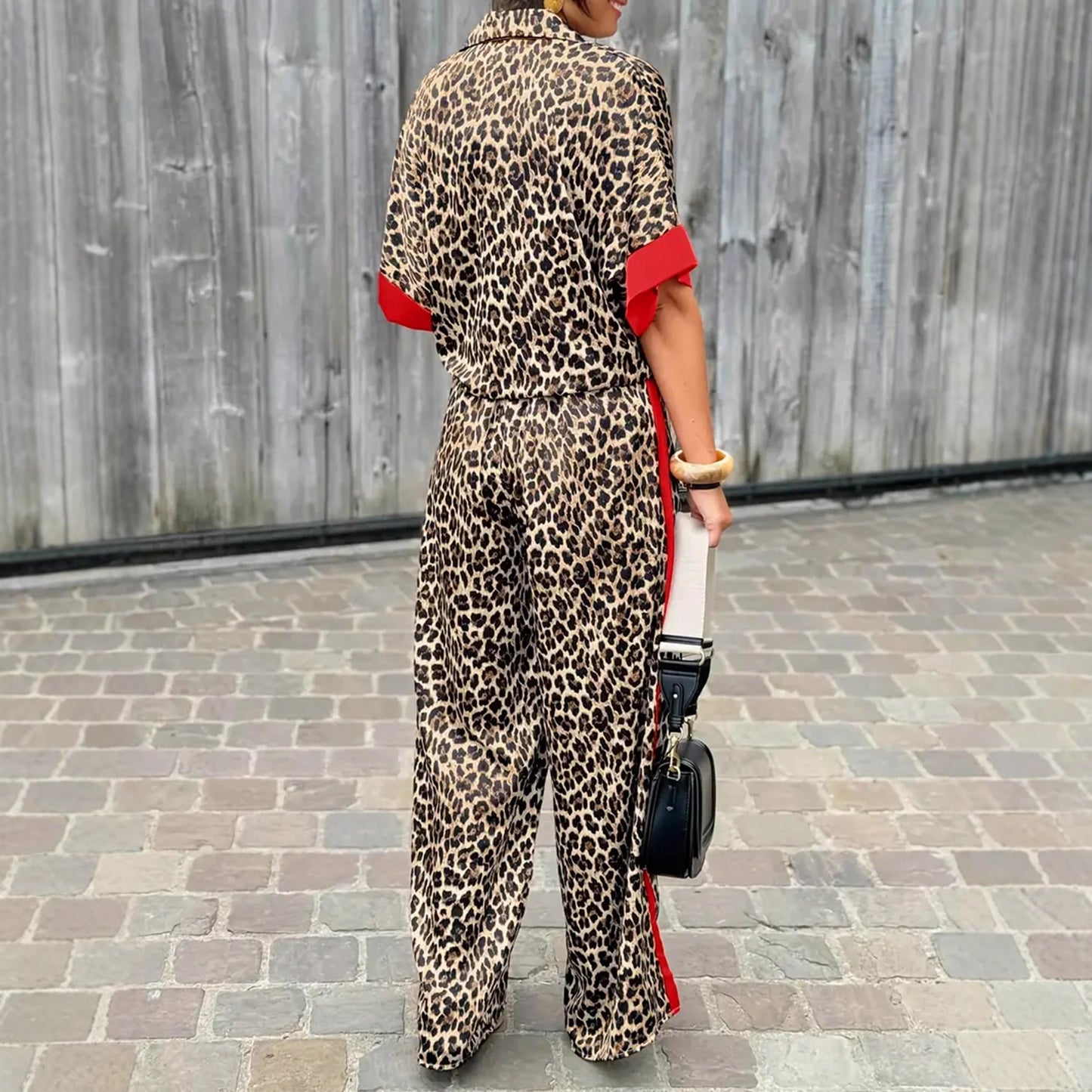 Damen modischer Zweiteiler mit Leopardenmuster Stalluxe