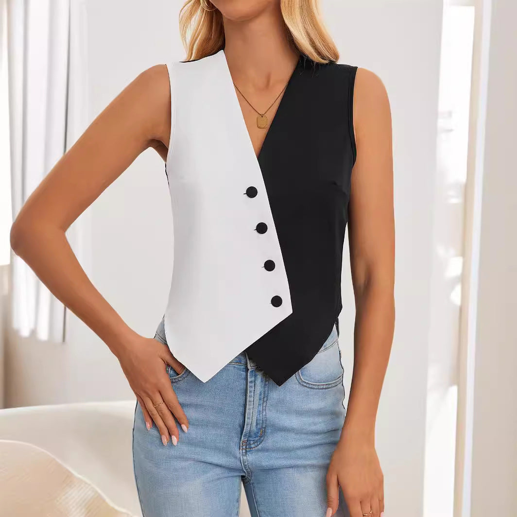 Damen Weste mit asymmetrischem Schnitt und Knopfdetails Stalluxe