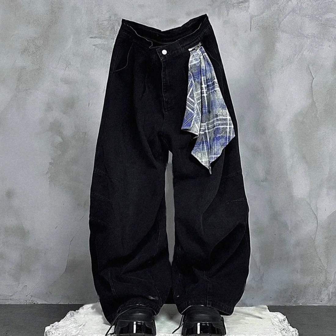 Damen Baggy Denim-Hose mit praktischem Tuch-Detail Stalluxe