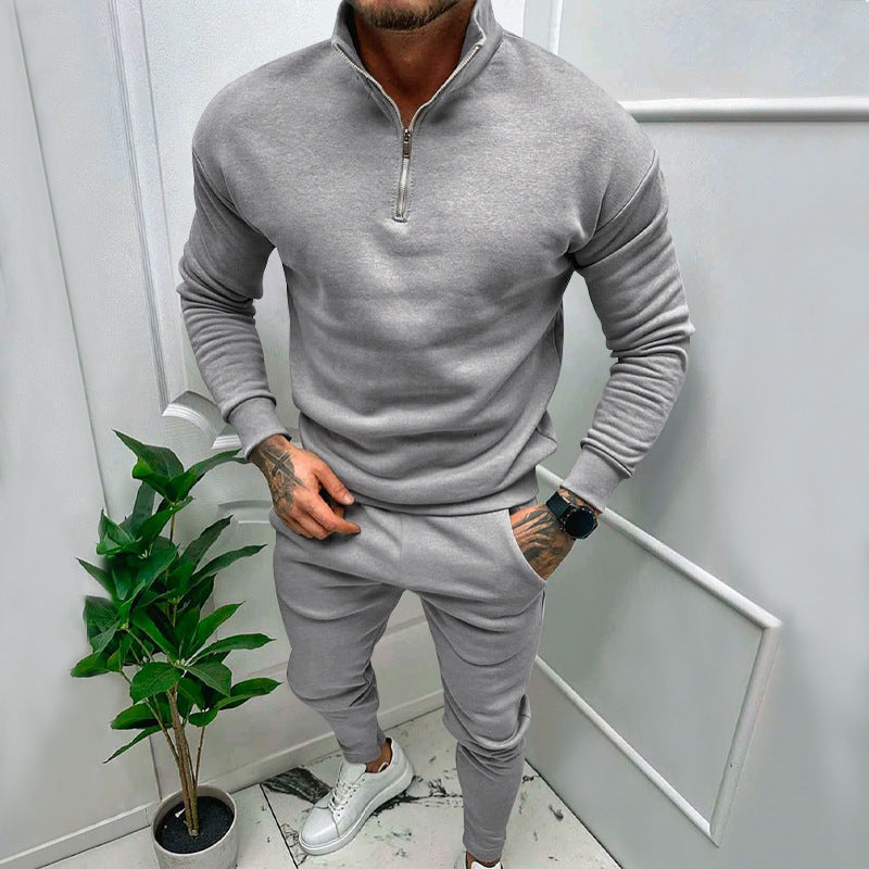 Herren sportlicher Fleece-Pullover mit kurzem Reißverschluss und modischem Schnitt Stalluxe