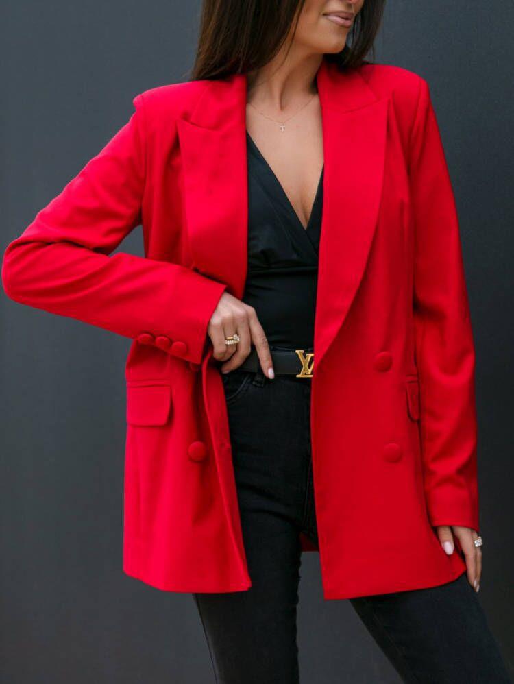 Damen Eleganter Oversized-Blazer mit doppelter Knopfleiste und schlichten Details Stalluxe